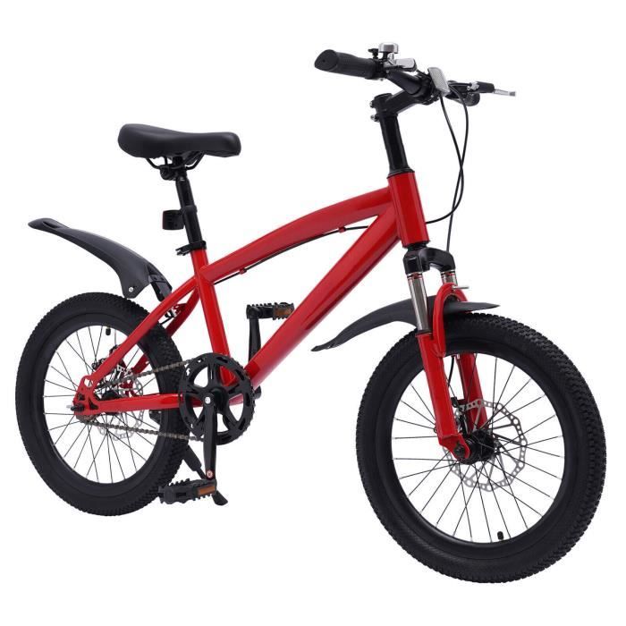 Vélo pour enfant de 18 pouces - Rouge - VTT - Avec garde-boue et réflecteurs - Vélo de montagne pour filles et garçons