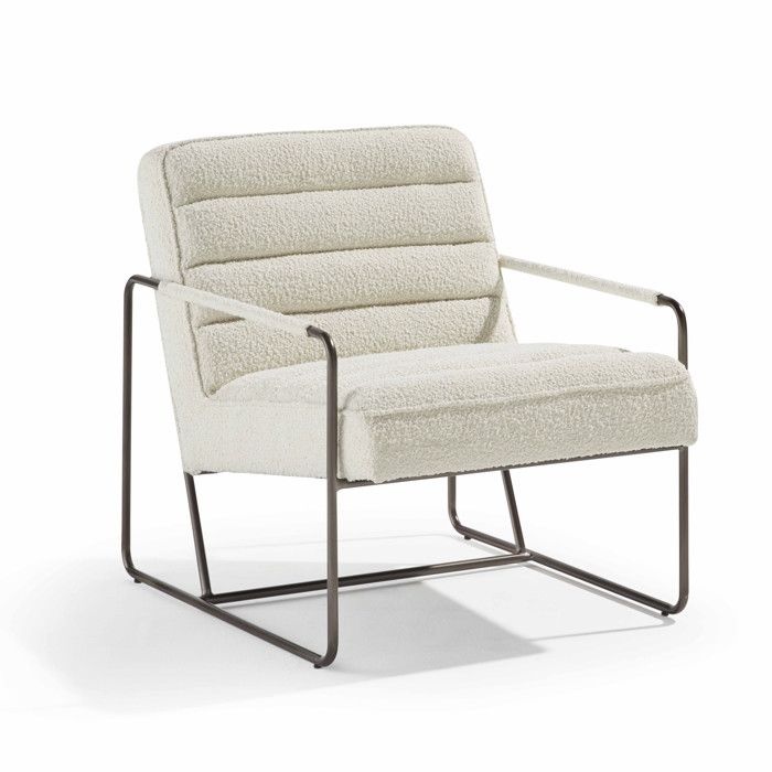 Fauteuil en tissu bouclette ivoire Hartchy - Oviala Fauteuil en tissu bouclette ivoire Hartchy - Oviala