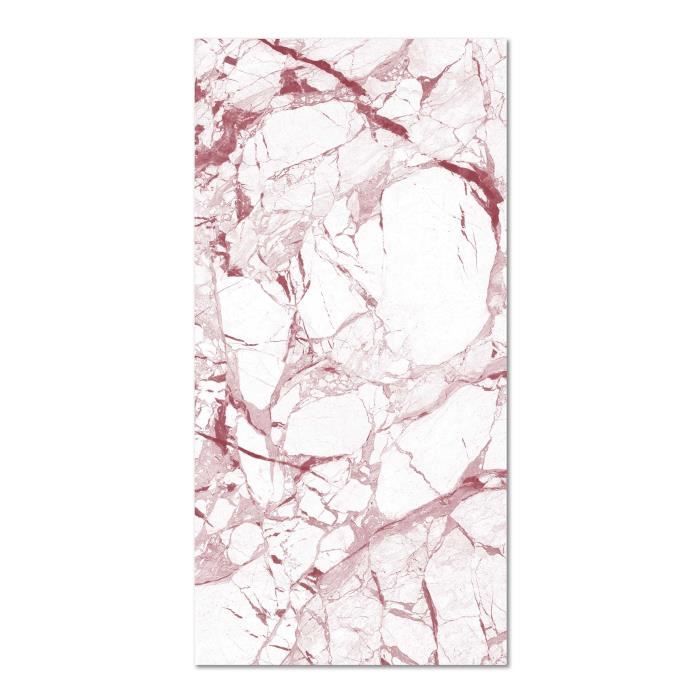 Tapis Vinyle Panorama Marbre Blanc et Rose 140x200 cm - Tapis pour Cuisine, Bureau et Salon en PVC