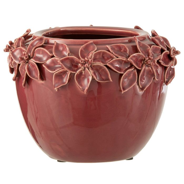 Olly & Rose Grand Pot de Fleurs en céramique Peu Profond – Blanc cassé