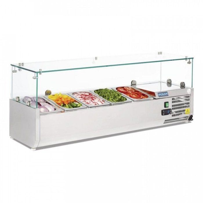 Vitrine inox réfrigérée à ingrédients 5 x GN 1/4 (P)100 mm 150 W 220 V - MONO