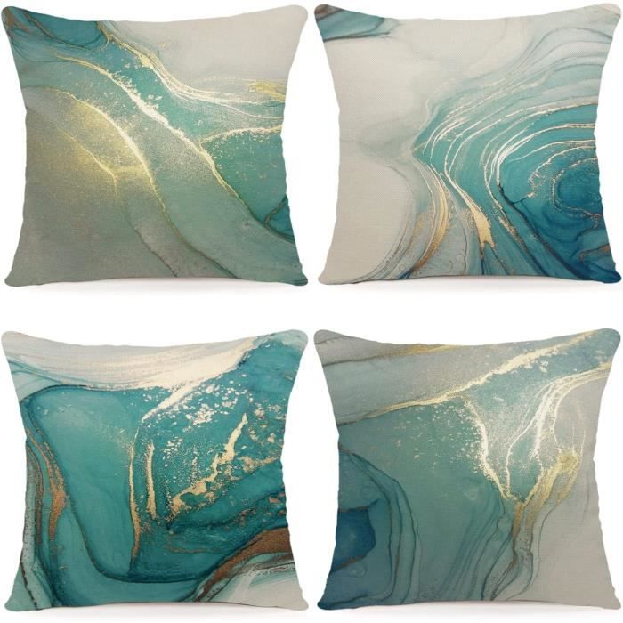 Housses De Coussin 45x45 Cm ARNTY Lot De 4 - Velours Tie-dye Jaune, Déco Salon Et Chambre