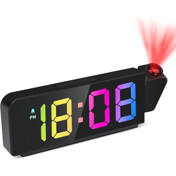 CHEREEKI Réveil Numérique LED Avec 2 Alarmes, Snooze Et Veilleuse RGB 10 Couleurs – Pour Enfants Et Ados