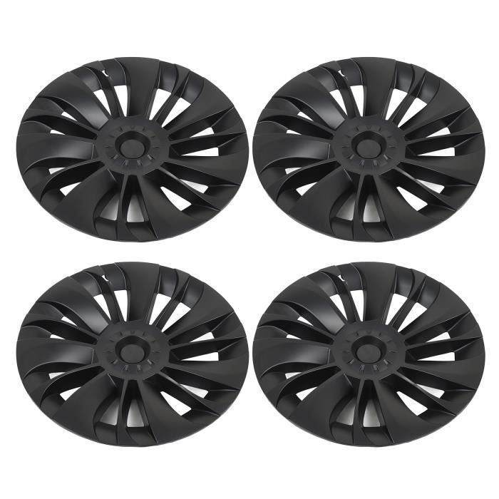 Couvercles Jante Noir Mat Enjoliveurs Roue 19 Pouces Pour Tesla Model Y 2020-2023 - Noir Mat - Style Sportif - Lot De 2 Paires Enjoliveurs Noirs Mat