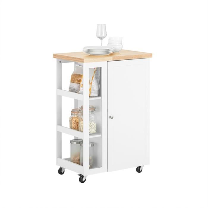 sobuy® fkw75-wn chariot de service desserte de cuisine à roulettes table roulante meuble de rangement pour cuisine et salon