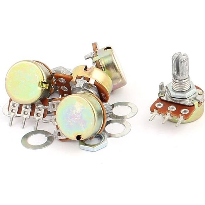 10pcs B linéaire double 6mm dia Arbre moleté potentiomètre rotatif