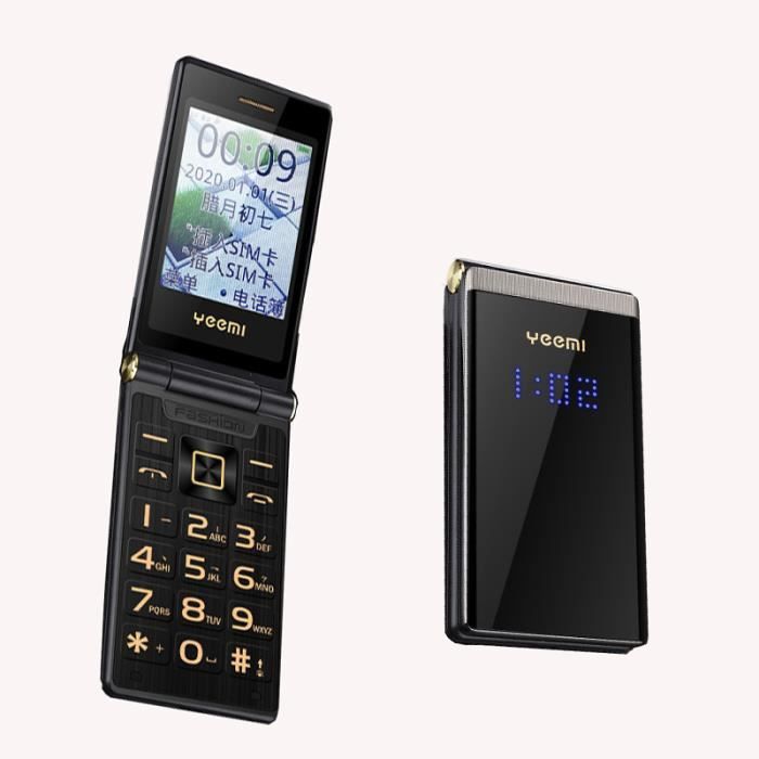 Téléphone portable à clapet YEEMI M2+ - SOYES - Gris - Bluetooth, appareil photo, réveil - DAS faible