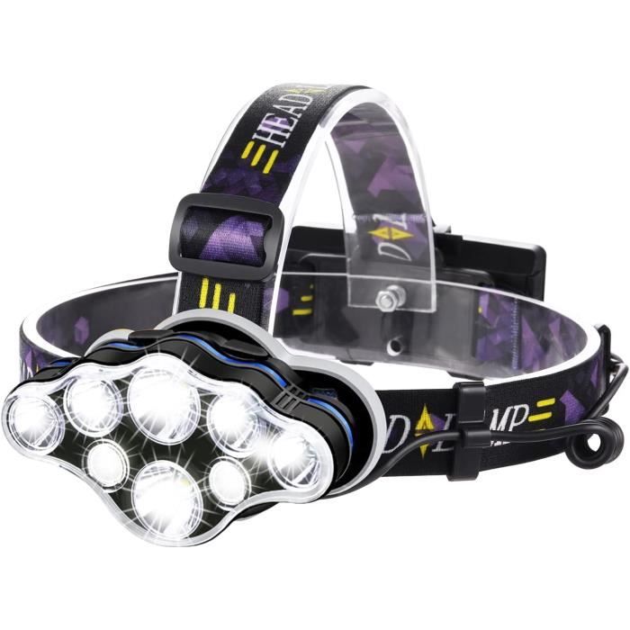 Lampe frontale, Torche Frontale Ultra Puissante Rechargeable USB 18000