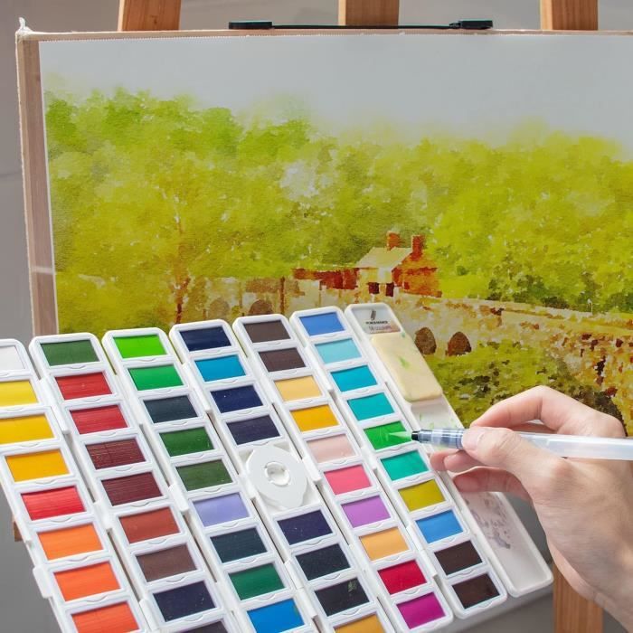 Kit Aquarelle ARTOYS – 12 Couleurs + Pinceau – Non Toxique, Compact – Débutants Et Pros