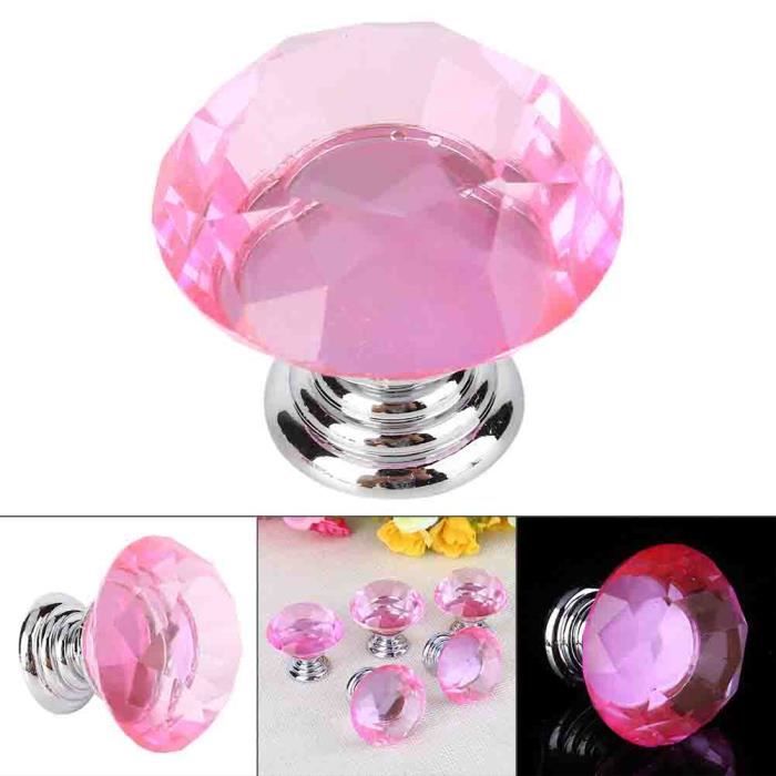 Lot De 5 Boutons En Cristal Rose 18 Mm - Forme Ronde - Occasion En Très Bon état