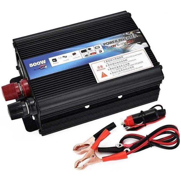 Onduleur 12/24V Vers 220V – Onde Sinusoïdale Modifiée – 500 à 2000W – Camping, Auto, Maison