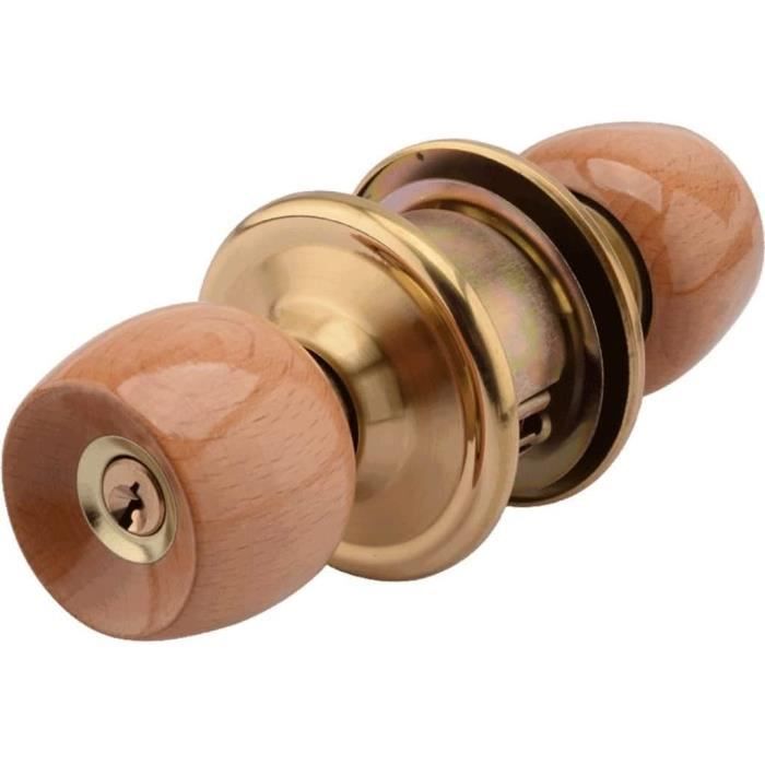 Bouton De Porte Avec Serrure à Clé - Modèle Rond MS0016, Couleur Noir/argent, Acier Inoxydable - Neuf