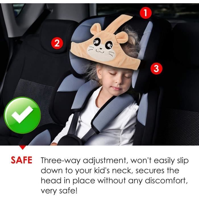 Support De Tête Pour Siège De Voiture Doux Et De Sécurité Pour La Sieste, Ceinture De Protection Du Cou, Sangle Réglable Pour Bébé, Enfant, Enfant