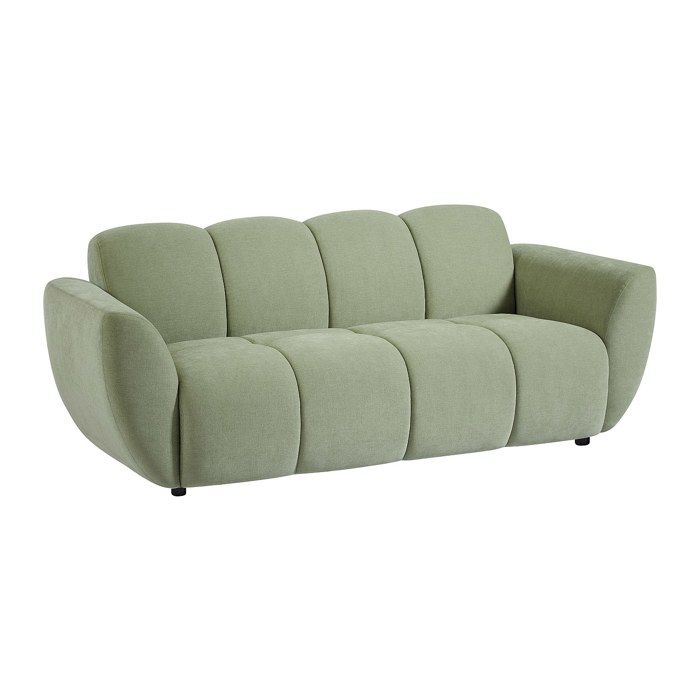 Canapé 3 places en tissu vert effet matelassé JULORI