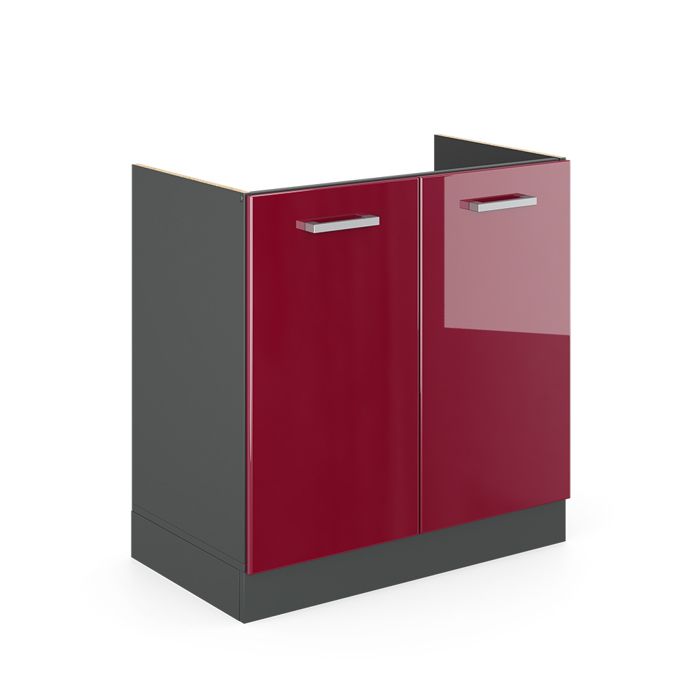 Meuble bas sous-évier R-Line 80cm sans PT Rouge brillant/Anthracite Vicco 34921