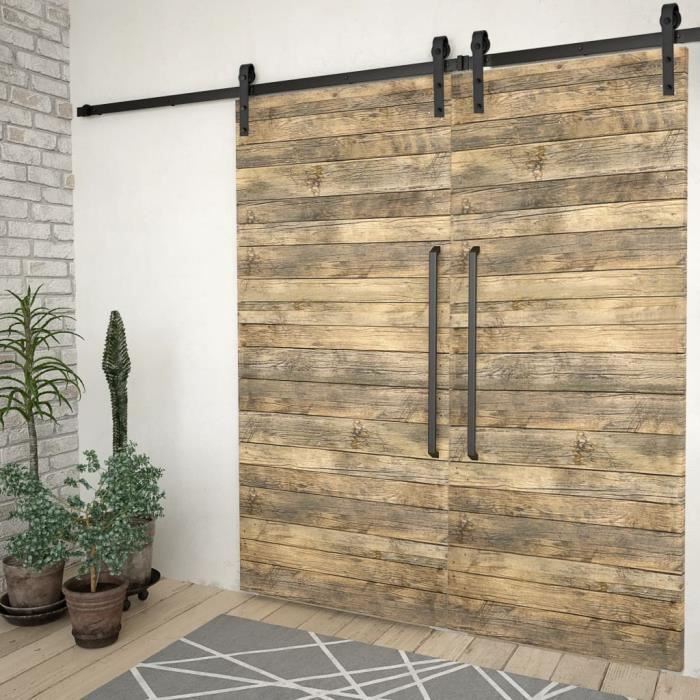 Kit de fixation pour porte coulissante Acier 2 pcs 183 cm Système silencieux