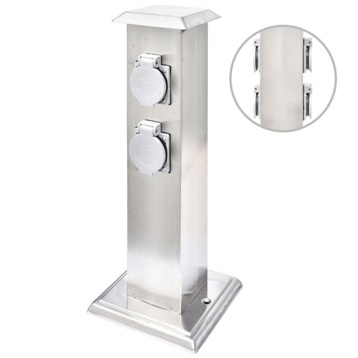 vidaXL Borne Électrique de Jardin Acier Inoxydable Bloc Prises Extérieures 41236