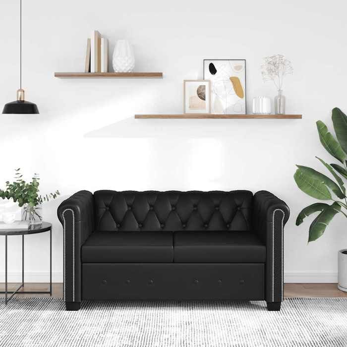 vidaXL Canapé Chesterfield à 2 places Cuir synthétique Noir