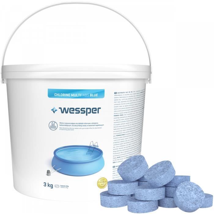 Comprimés de chlore Multitabs Bleu 20g 3kg Wessper - Chimie des piscines - Tablettes multifonctions 10in1