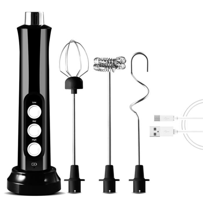 Philorn Mousseur à Lait à 3 Vitesses - Rechargeable Par USB - Avec 3 Têtes - Mousseur à Lait électrique - Petit Pour Café, Latte, Cappuccino, Crème, Cocktails