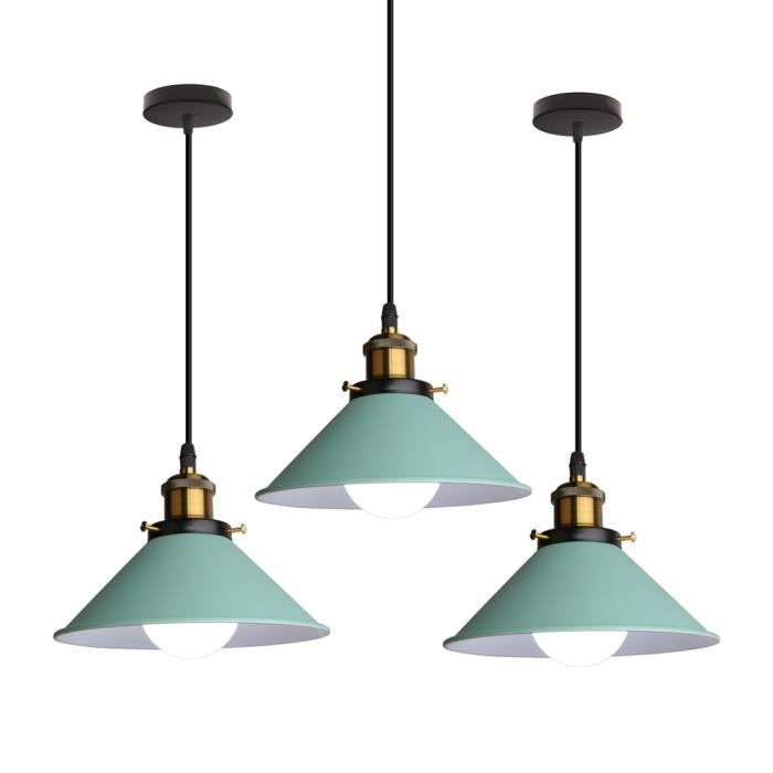 Suspension UNI LUSTRE - WOTTES - Abat-jour en métal - E27 - 3 ampoules - Vert