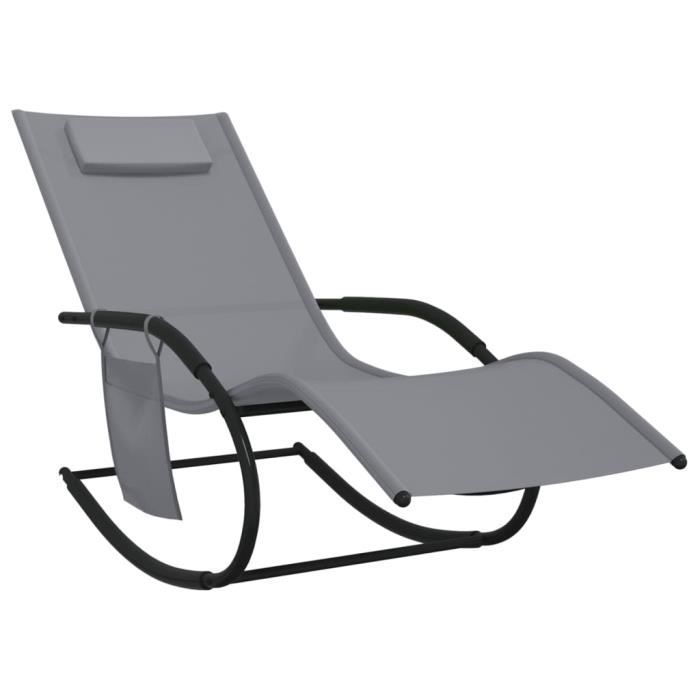 chaises longues à bascule 2 pcs gris acier et textilène - yosoo - 0d060401318137