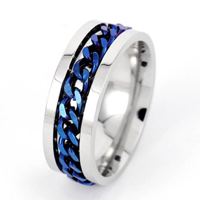 TIRE BOUCHON,Blue 12--Anneau de doigt rotatif pour hommes, en acier  inoxydable, en titane, avec Spinner de chaîne, bleu, or, noir, P - La cave  Cdiscount