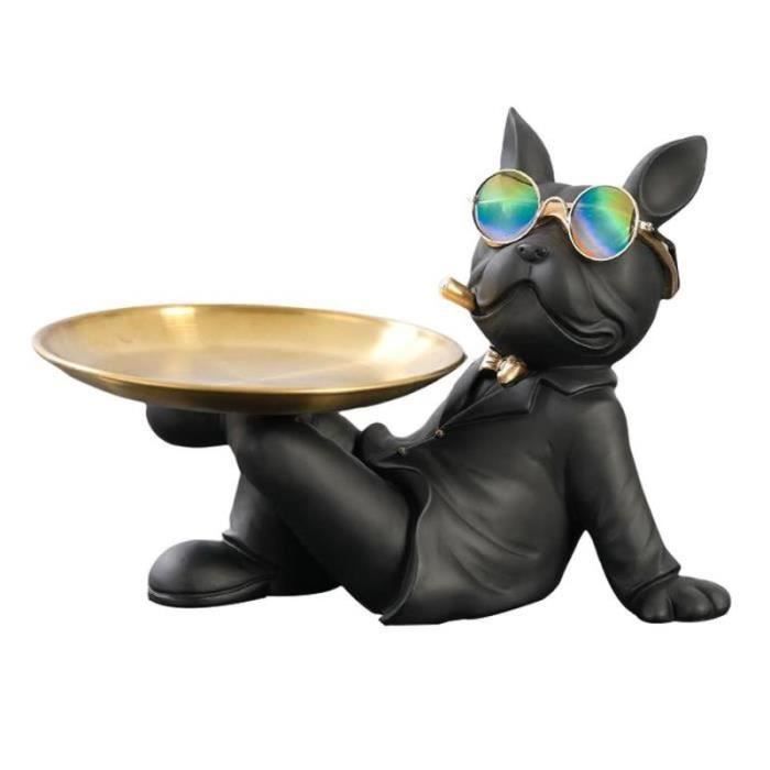 Statue Bouledogue Français SHENGTIAN - Sculpture Résine 22cm Argenté Pour Décoration Intérieure