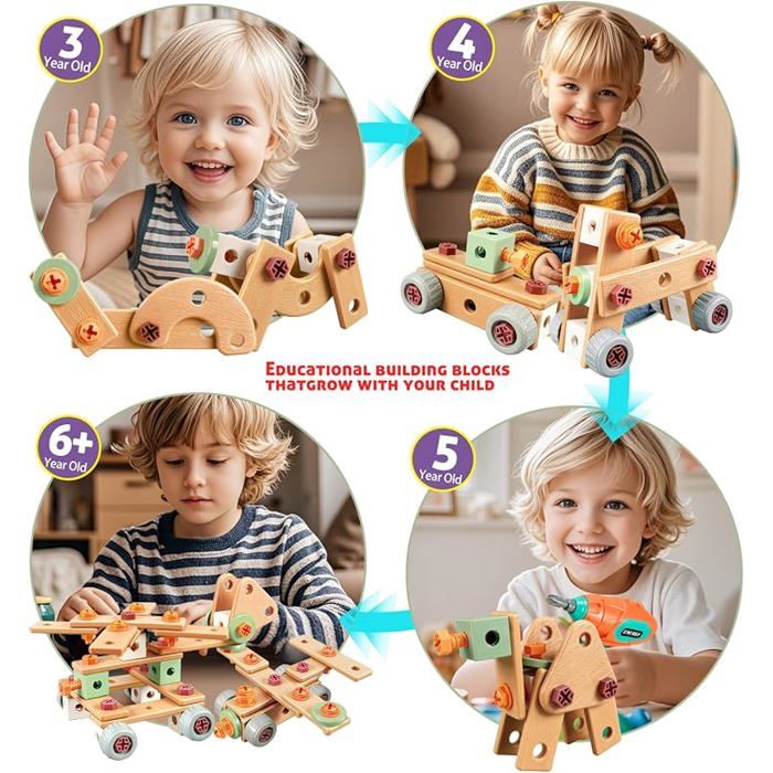 Malette D'Outils Enfant - Boite A Outils Avec Perceuse, Casque Et Accessoires, Jeu Imitation Bricolage, Cadeau Des 3 Ans