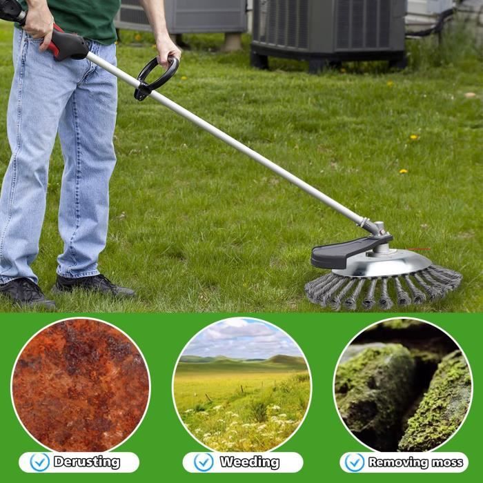 Brosse Désherbage SWAWIS Pour Débroussailleuse - Fil Acier Inox - 200 Mm - 10000 Tr/min