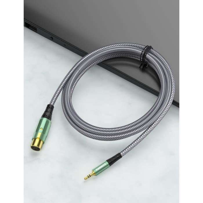 Câble XLR Stereo Mâle Vers Mini Jack Mâle 3 Mètres : NRIX