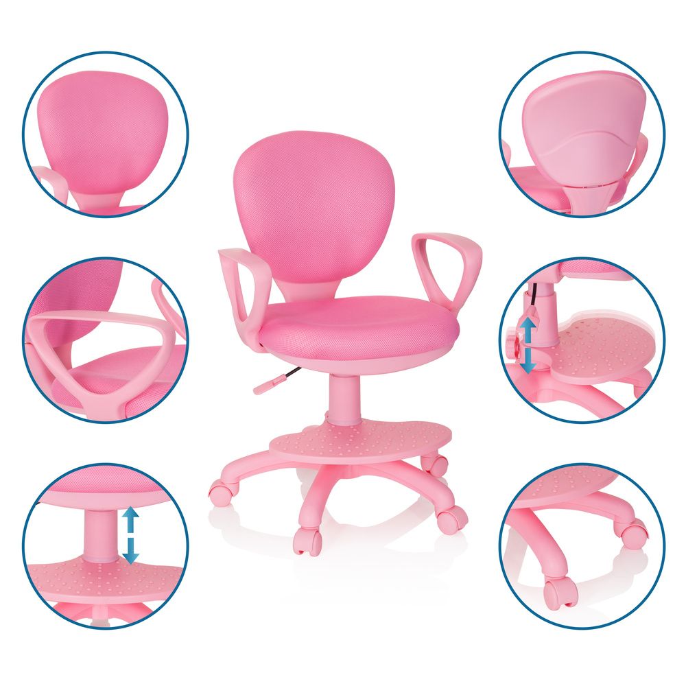 Chaise pour enfant - HJH OFFICE - KID COLOUR - Rose - Avec accoudoirs -  Réglable en hauteur - Tissu - Cdiscount Maison