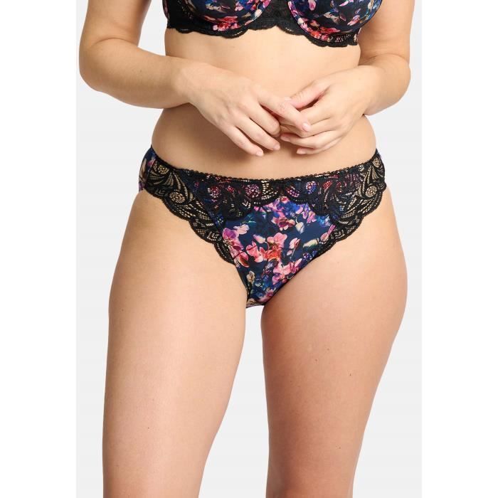 Culotte Femme Taille Haute - Dentelle Florale Et Microfibre Douce - Discret Sous Les Vêtements