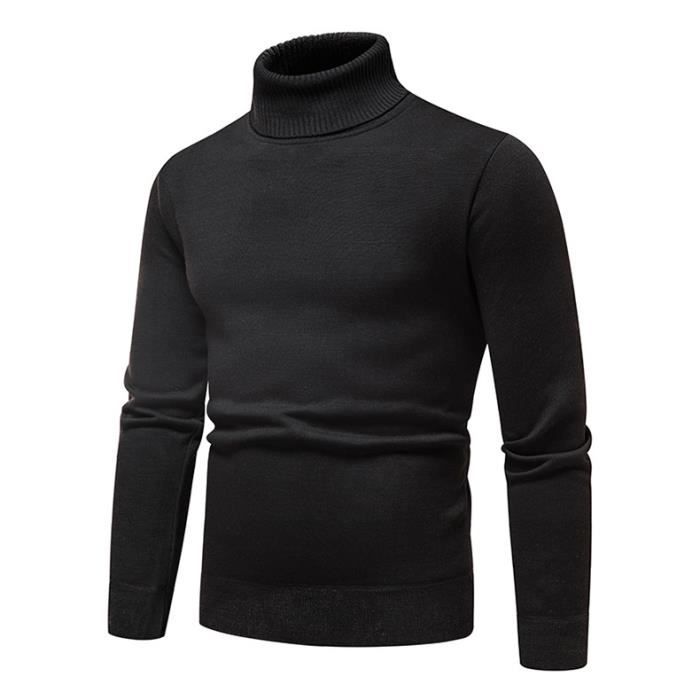 Sous Pull Homme Col Roulé en Tricot Chaud Doublure Polaire