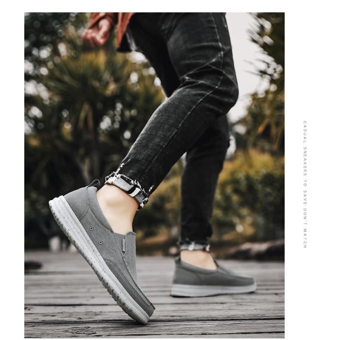 Chaussures Bateau Hommes TIOSEBON - En Toile Respirante, Semelle Antidérapante, Sans Lacets, Pour Marche Et Détente