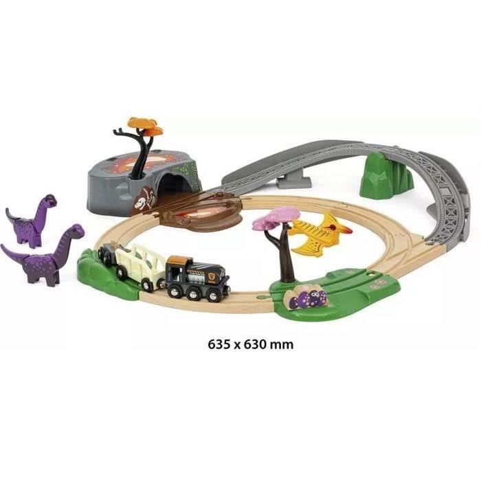 Circuit Train Dinosaure BRIO | 21 Pièces En Bois - Jouet éducatif Sans Pile