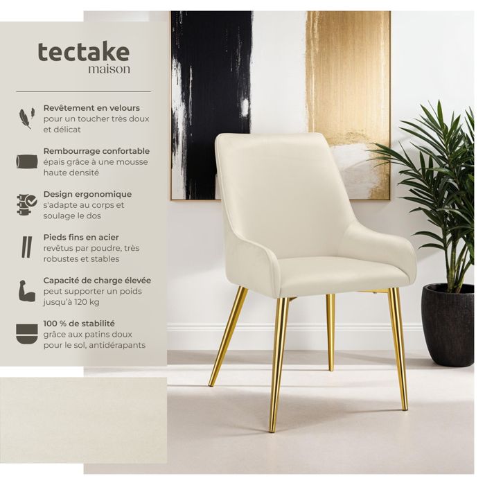 Lot Chaises Design TecTake Lot De 6 Chaises TecTake Salle à Manger - Design Moderne Rembourré Cuir Synthétique Table A Manger