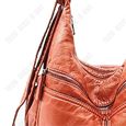 TD® Mode tendance sac à main Double poche en cuir lavé dames sac à dos Vintage rétro sac à bandoulière-2
