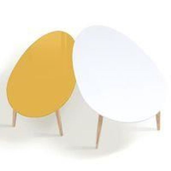 IDMARKET Lot de 2 tables basses gigognes GAIA laquées gris jaune scandinave - Maison