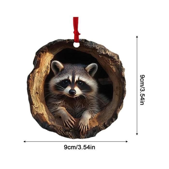 4 Décorations De Noël En Acrylique Forme Animaux - Ornements 2D écureuil Dans Un Arbre - Suspendus Pour Sapin