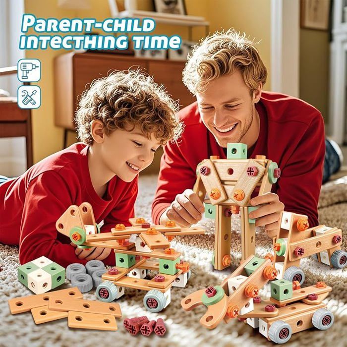 Malette D'Outils Enfant - Boite A Outils Avec Perceuse, Casque Et Accessoires, Jeu Imitation Bricolage, Cadeau Des 3 Ans