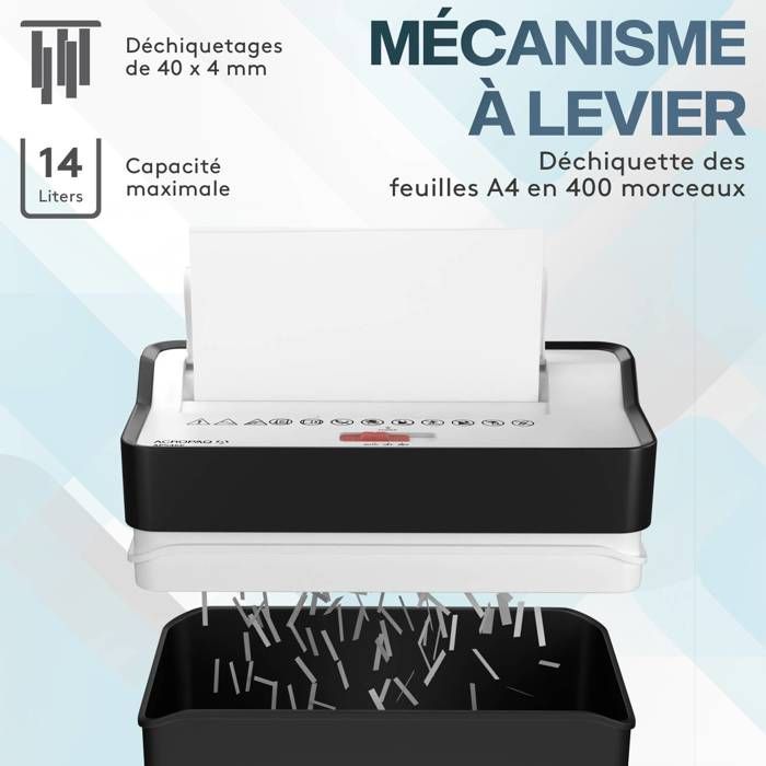 Déchiqueteuse De Papier Acropaq – 13 Litres, Coupe Droite, Niveau P4, 6 Feuilles, 220 Mm, Pour Maison Et Petite Entreprise - 3