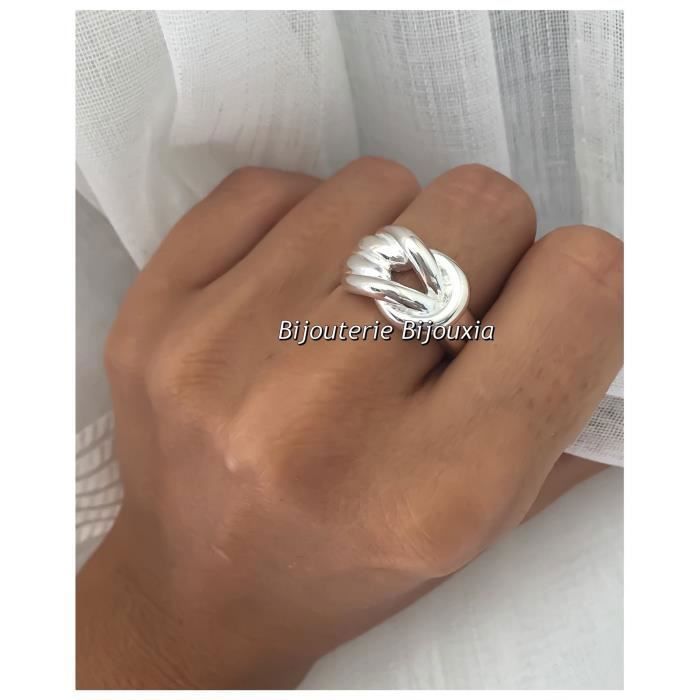 Bague large argent massif Femme Ozelotl