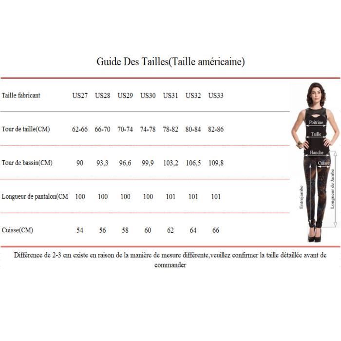 Tailles pantalons femmes 2025