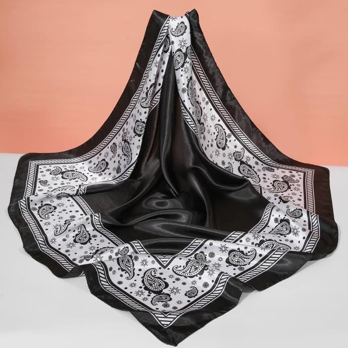 Foulard En Soie 70x70 Cm LA FERANI - Modèle Beige à Carreaux, Léger Et Polyvalent Fourrure Femme