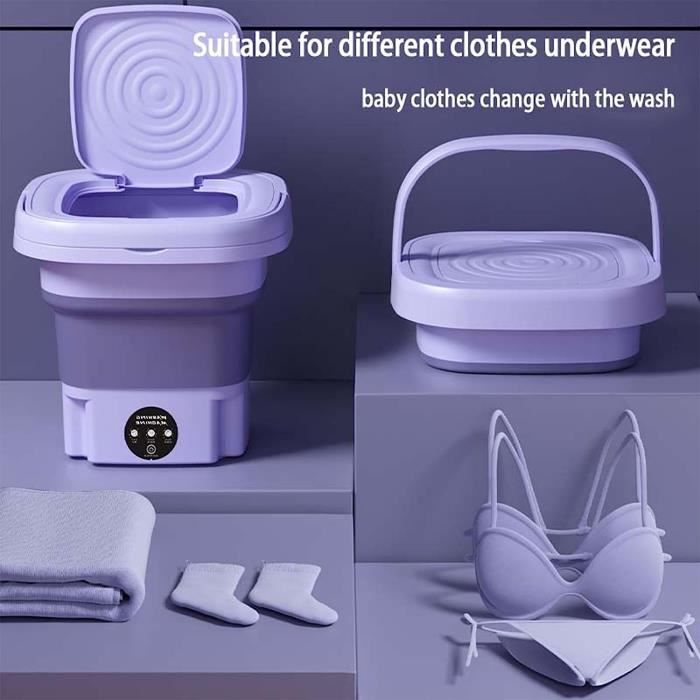 perfk Mini laveuse pliante, mini machine à laver pliable, machine à laver  portative de rondelle de seau pliable, pour les serviettes de chaussettes