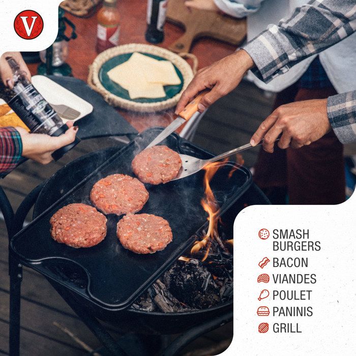 Presse à Hamburgers En Fonte Émaillée Victoria - Diamètre 16.5 Cm, Pour Smash Burgers Sur Grill Ou Poêle - 2
