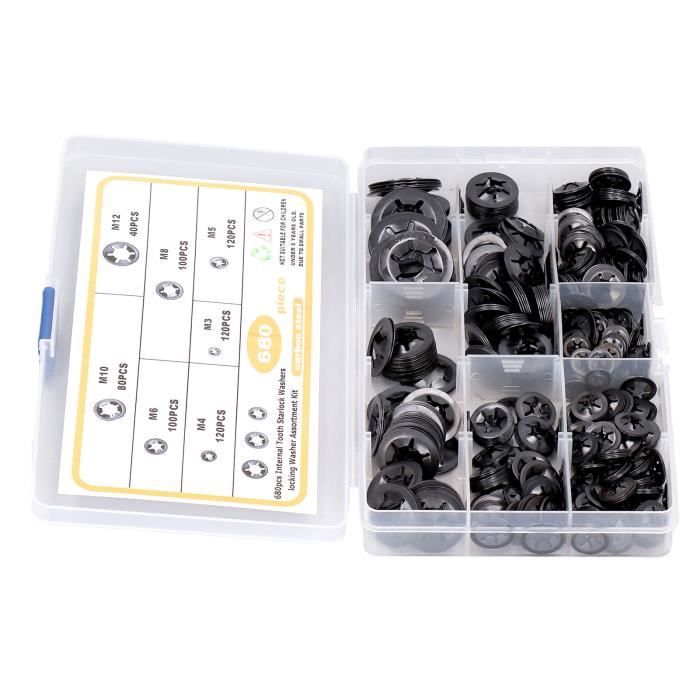 Rondelles Freins étoile Acier 65Mn 6mm Intérieur - Lot De 50 Pièces Noir, Neuf