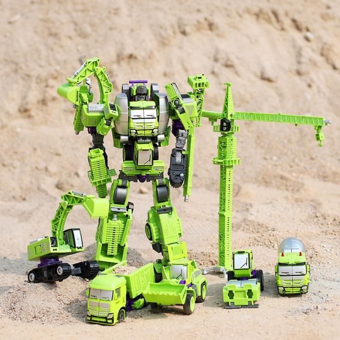 Jouet - SHOP-STORY - Robot Transformable 5-en-1 - Rétrofriction - 5 Véhicules - 4 ans et plus
