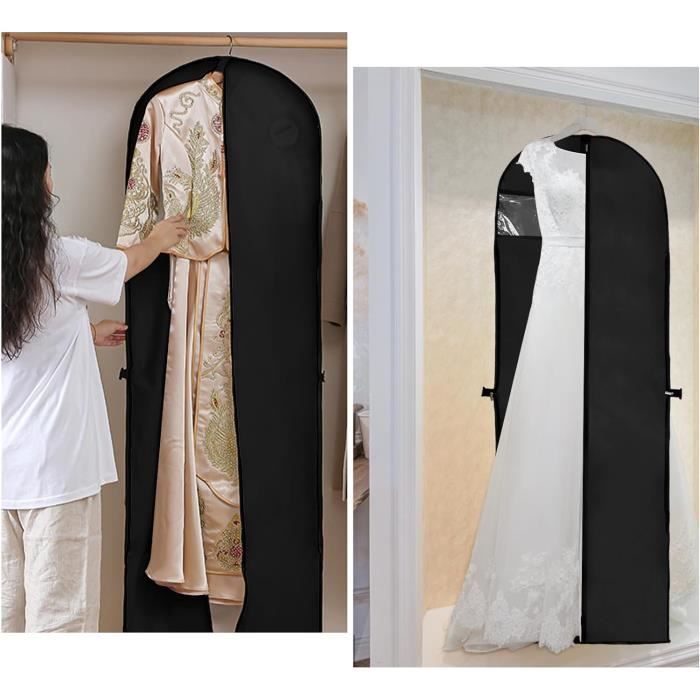 2pcs Housses de Vetements Longues noir Housse Robe Longue Anti Humidite Housse Vetements a Suspendre pour